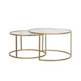 CAFE TABLE DRT GLASS GOLD SET OF 2 - CAFE, SIDE TABLES